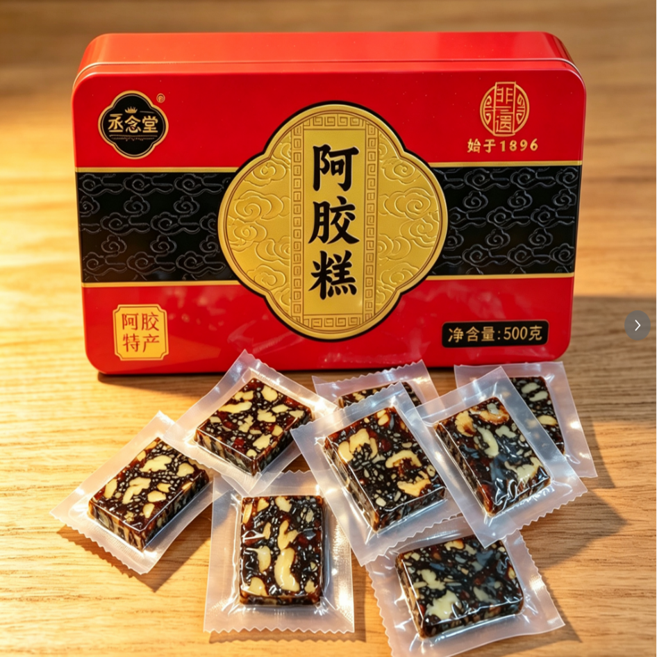 丞念堂非遗铁质礼盒阿胶糕500g/盒 胶原滋养东阿特产